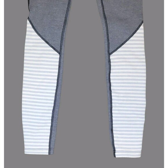 Lululemon Run Runder Under Leggings Size 4 Reversible Womens Gray Black Striped - Picture 7 of 13